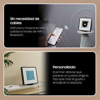 Samsung Music Frame Speaker HW-LS60D/ZF, Wireless Music Streaming, Dolby Atmos 3D, Frame Design con Fondo Personalizable, Wide Sweet Spot, Alexa Integrado, Compatible con Google Home y AirPlay
