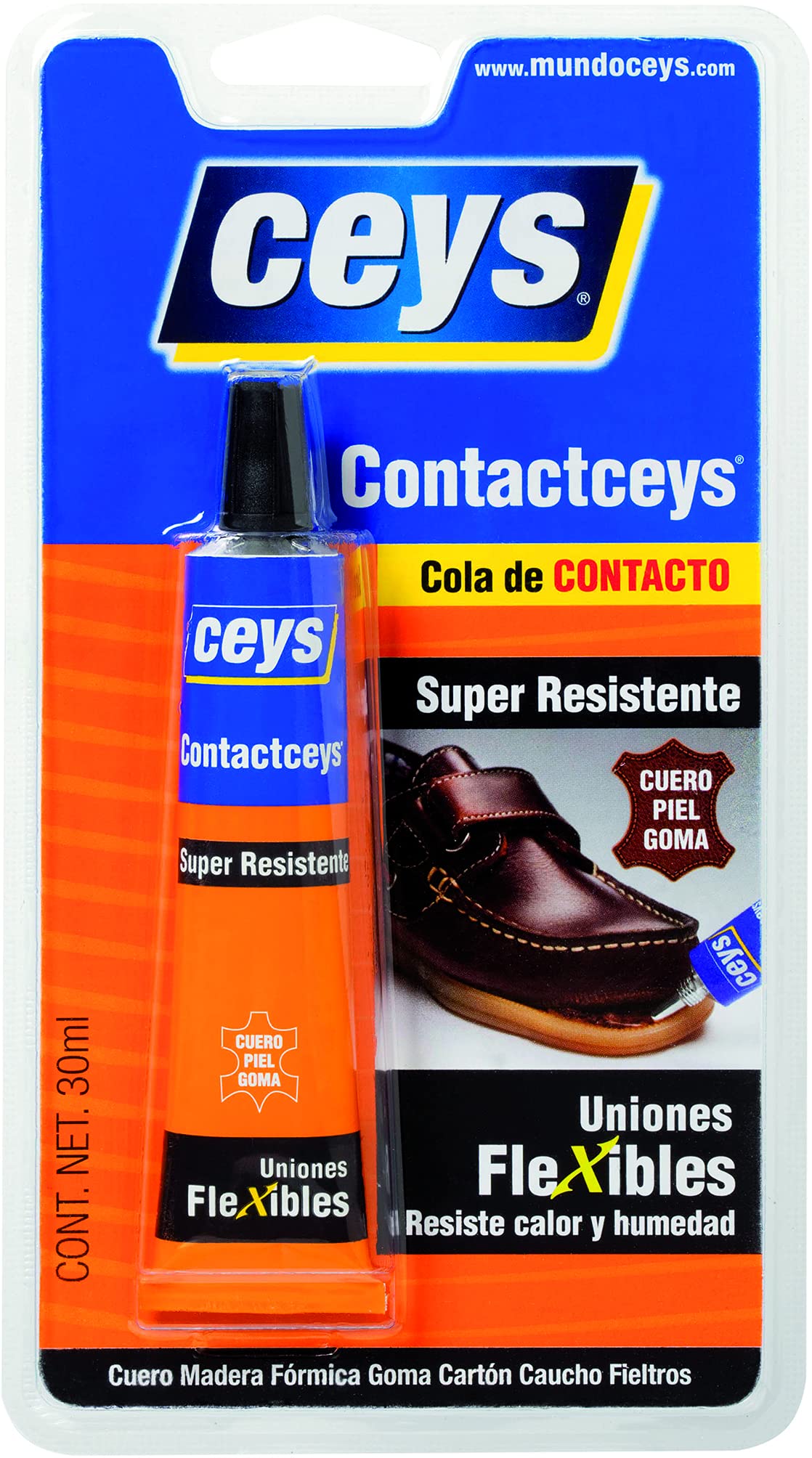 Ceys Pegamento de Contacto super resistente para uniones flexibles, resitente al calor y la humedad, 30ml