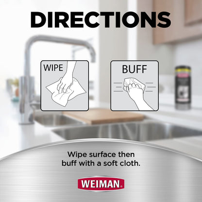 Weiman Stainless Steel Cleaner Wipes (3 Pack) Removes Fingerprints, Residue, Water Marks and Grease from Appliances - Works Great on Refrigerators, Dishwashers, Ovens, and Grills