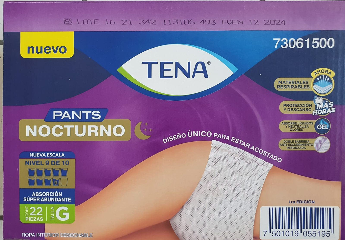 Tena Ropa Interior Desechable Tena Pants Nocturno Talla G 22 pzas (G)