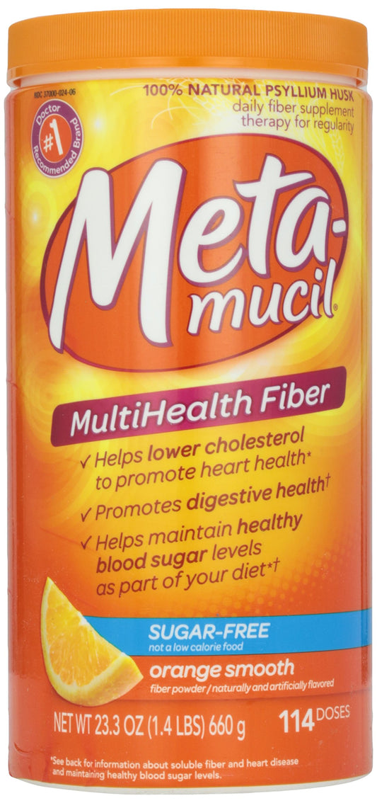 Metamucil, Textura Suave, Sin Azúcar, Naranja, 23.4 oz