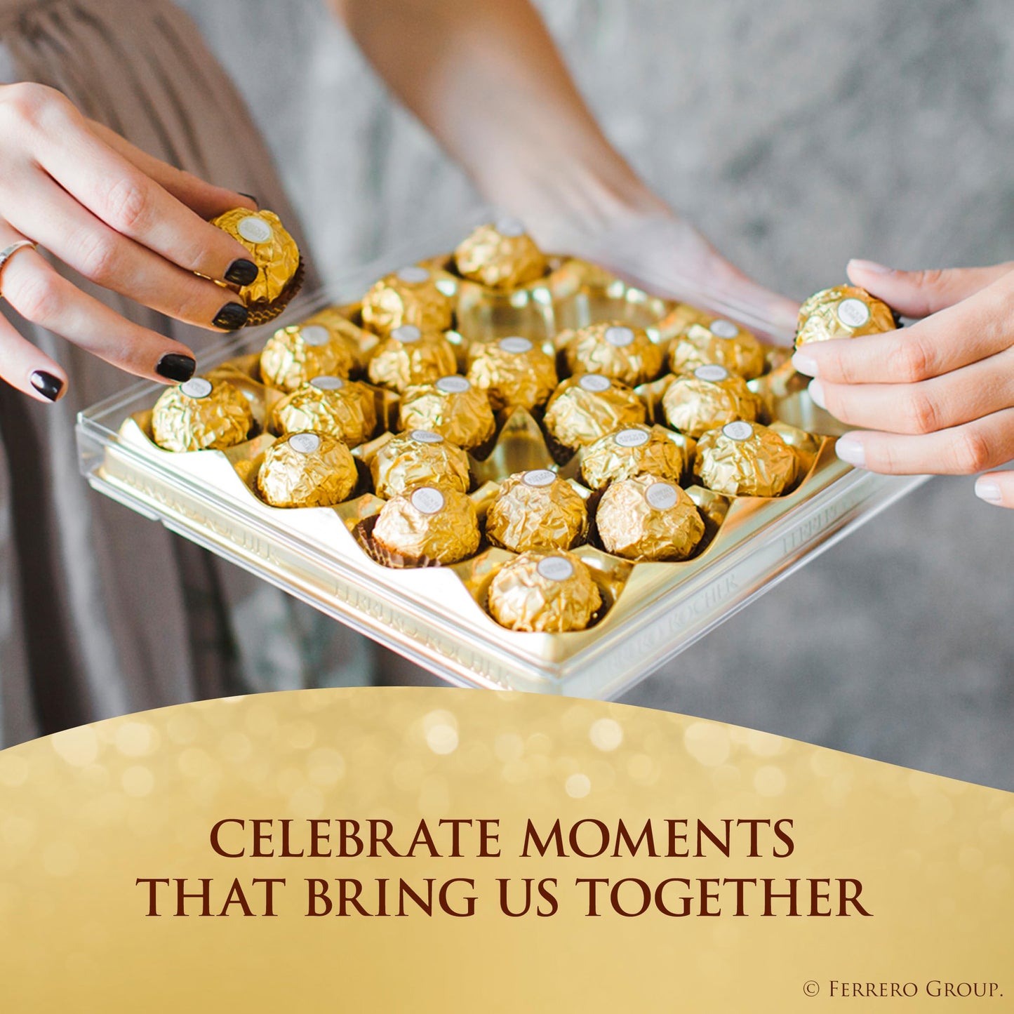 Ferrero Rocher chocolate con leche de avellana fina, 24 unidades, caja de regalo de chocolate y dulces, 10.5 oz