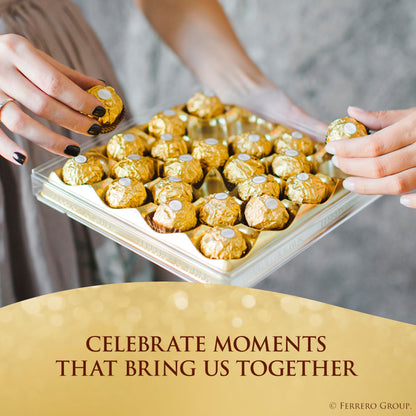Ferrero Rocher chocolate con leche de avellana fina, 24 unidades, caja de regalo de chocolate y dulces, 10.5 oz