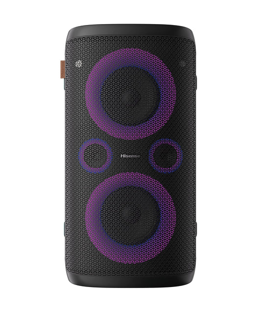 Hisense Ultimate - Altavoz inalámbrico para Fiesta Exterior e Interior con subwoofer, 2.0 CH, 300 W, IPX4 Impermeable, batería de Larga duración, Bluetooth5.0, Modo DJ y Karaoke (HP100)