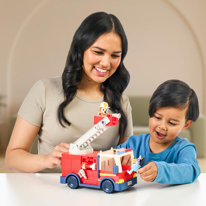 Bluey - Juguete de Bomberos con Bingo de Bombero, Cifras de Bob Bilby, Escalera Extensible y Manguera, Incluye Pegatinas, Perfecto para niños a Partir de 3 años