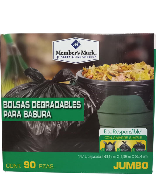 Member´s Mark - Bolsa para Basura Member's Mark Jumbo Biodegradable con 90 P (1-con 90 P)