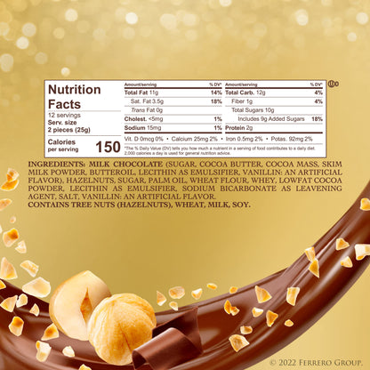 Ferrero Rocher chocolate con leche de avellana fina, 24 unidades, caja de regalo de chocolate y dulces, 10.5 oz