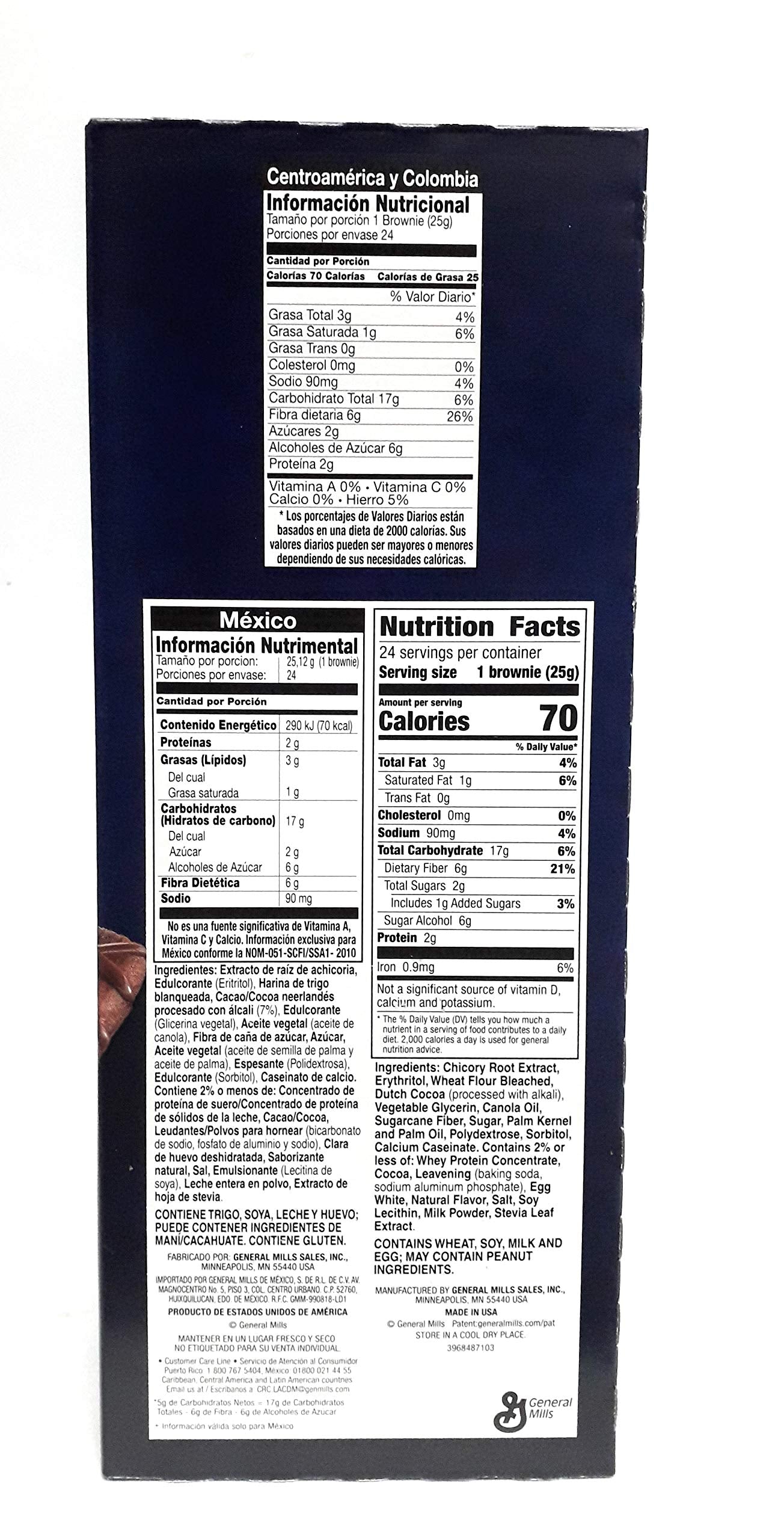 Brownies De Chocolate 24 Pz Fiber One 603g Barra 70 Calorías