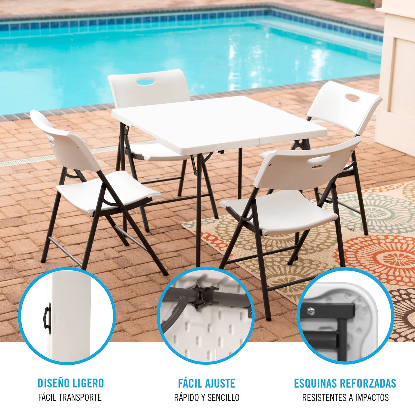 Lifetime Mesa cuadrada plegable de 37 pulgadas