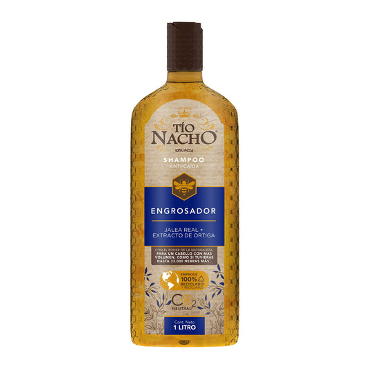 TÍO NACHO - Tío Nacho ENGROSADOR, Shampoo JALEA REAL con extracto de ORTIGA, GINSENG, QUINOA, ALOE VERA y LÚPULO, un cabello con MÁS VOLUMEN