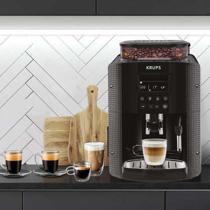 KRUPS Espresseria automática Quattro Force es como un barista en casa con resultados profesionales en cada taza, con molino integrado. Capacidad 1.8L, EA815050