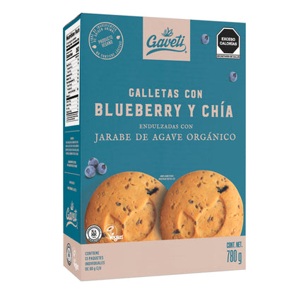 GAVETI - GALLETA GAVETI BLUEBERRY CHÍA 780g ? ENDULZADAS CON AGAVE ? VEGAN ? SIN HUEVO ?SIN LACTEOS ? SIN AZUCAR REFINADO