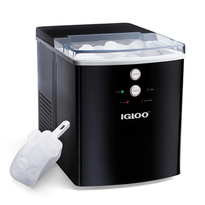 Igloo - Máquina eléctrica para hacer hielo en encimera - Automática y portátil - 33 libras en 24 horas - Máquina para hacer cubitos de hielo - Cuchara y cesta de hielo - Ideal para café helado y