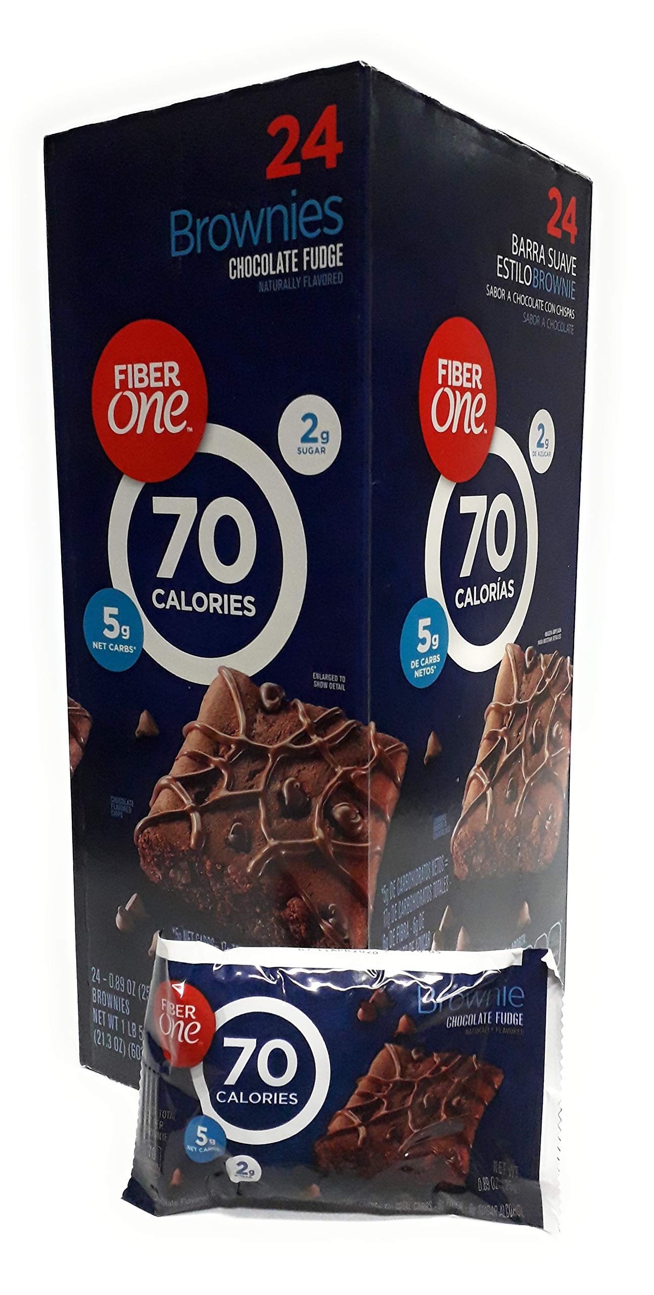 Fiber One - Barra Suave Estilo Brownies, Sabor Chocolate Con Chispas de Chocolate, 70 Calorias, 24 pzas.