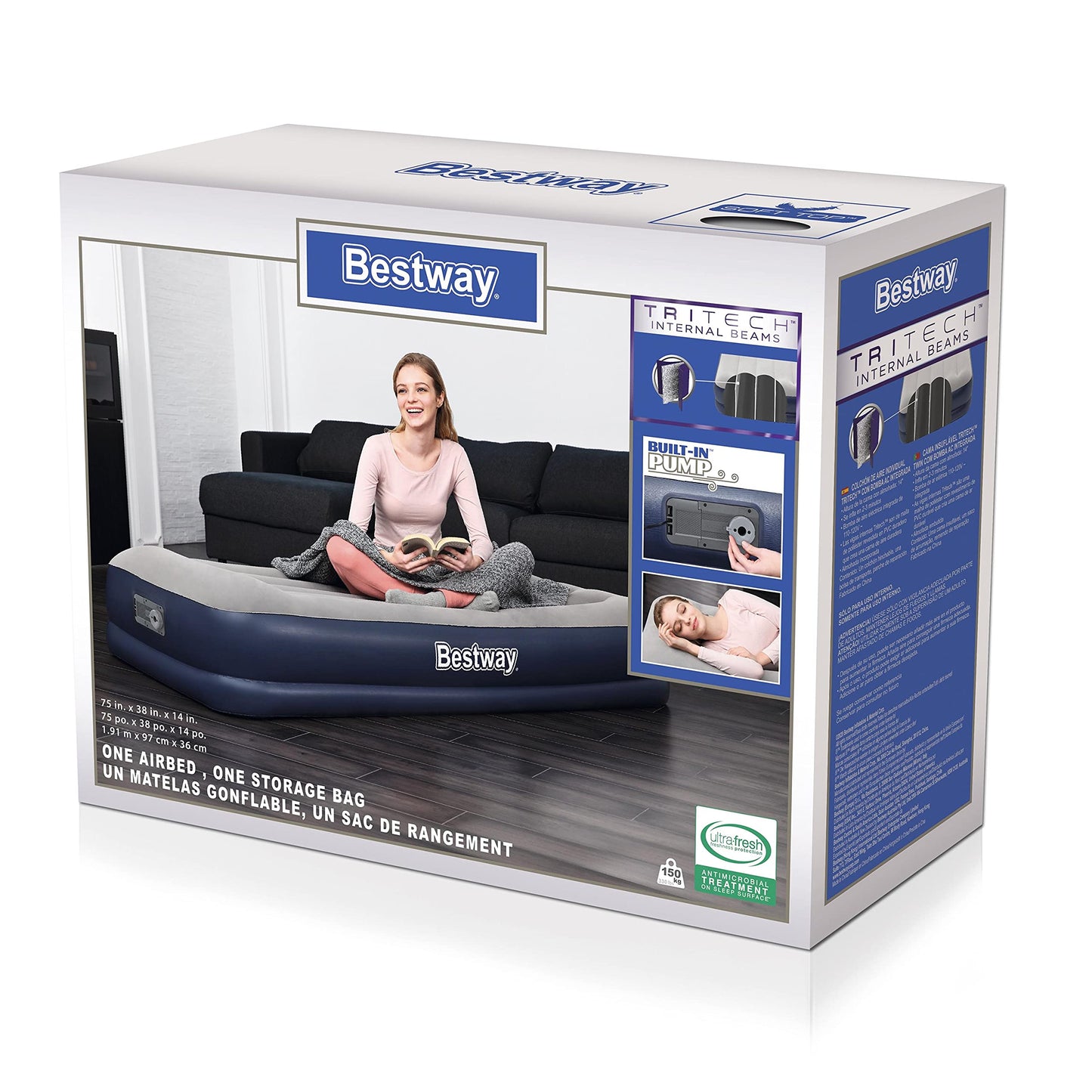 Bestway - Bestway COLCHON Inflable DE Doble Altura C/Bomba DE Aire ELECTRICA INTEGRADA 1.91X97X36CM 67724