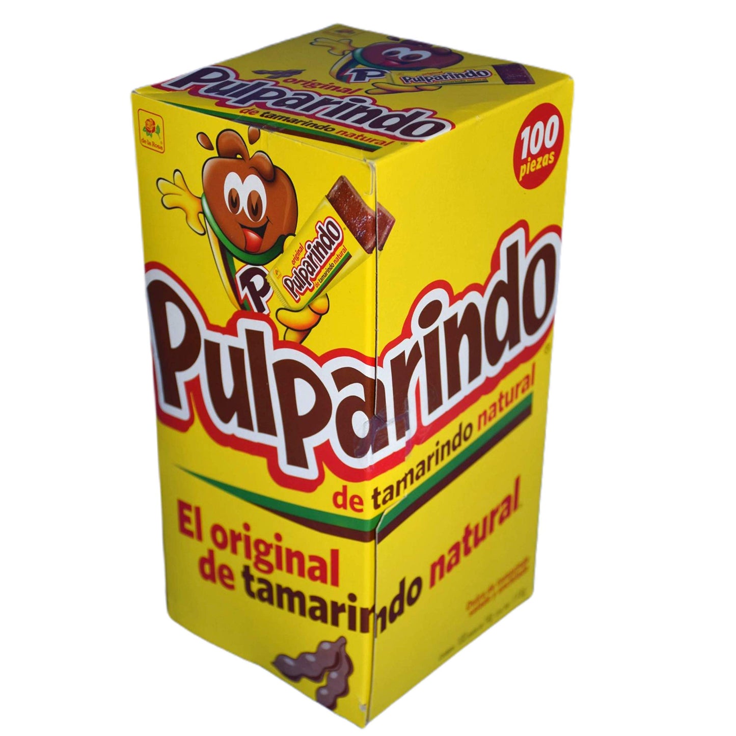 Pulparindo - Pulparindo De la Rosa, Caja 100 Piezas, tamarindo natural, Total 1.4 Kg