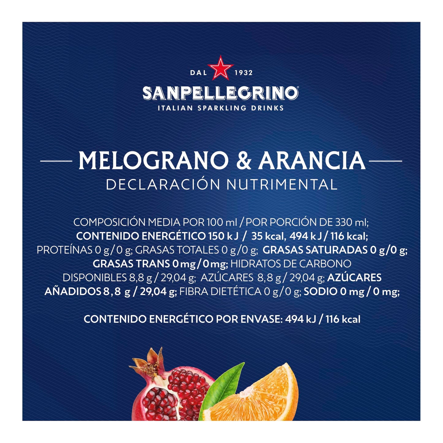 San Pellegrino Naturali Melograno & Arancia, Agua Mineral Sabor Naranja y Granada, Refresco Premium, Pack 12 latas 330ml c/u