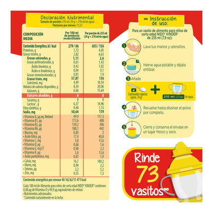 Nido Kinder, Alimento para Niños a partir de 1 año, Lata 2.5kg
