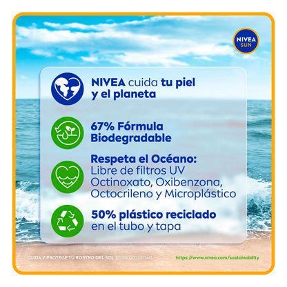 NIVEA SUN Protector Solar Facial Control De Brillo (50 ml), con Efecto Matificante de Larga Duración, Bloqueador solar FPS 50+, no Grasoso para Todo Tipo de Piel