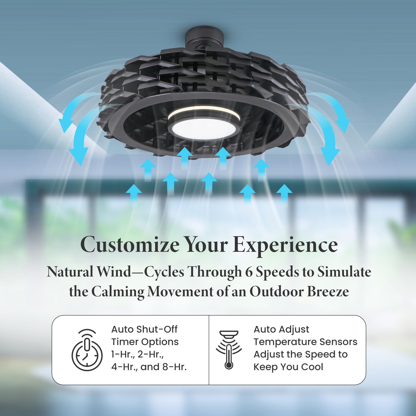 Todays Fans Ventilador de techo sin aspas con luces y mando a distancia, LUMIO - Ventilador de techo con barra descendente de perfil bajo o montaje empotrado con luces para recámara y más, LED