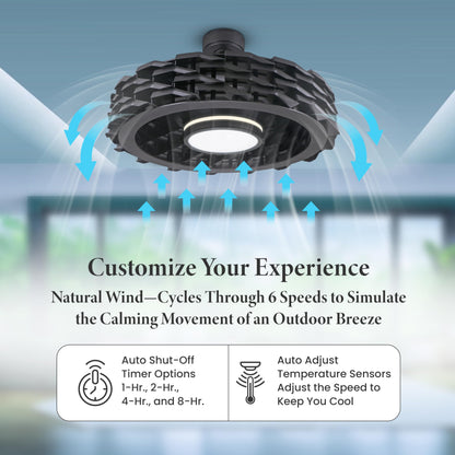 Todays Fans Ventilador de techo sin aspas con luces y mando a distancia, LUMIO - Ventilador de techo con barra descendente de perfil bajo o montaje empotrado con luces para recámara y más, LED