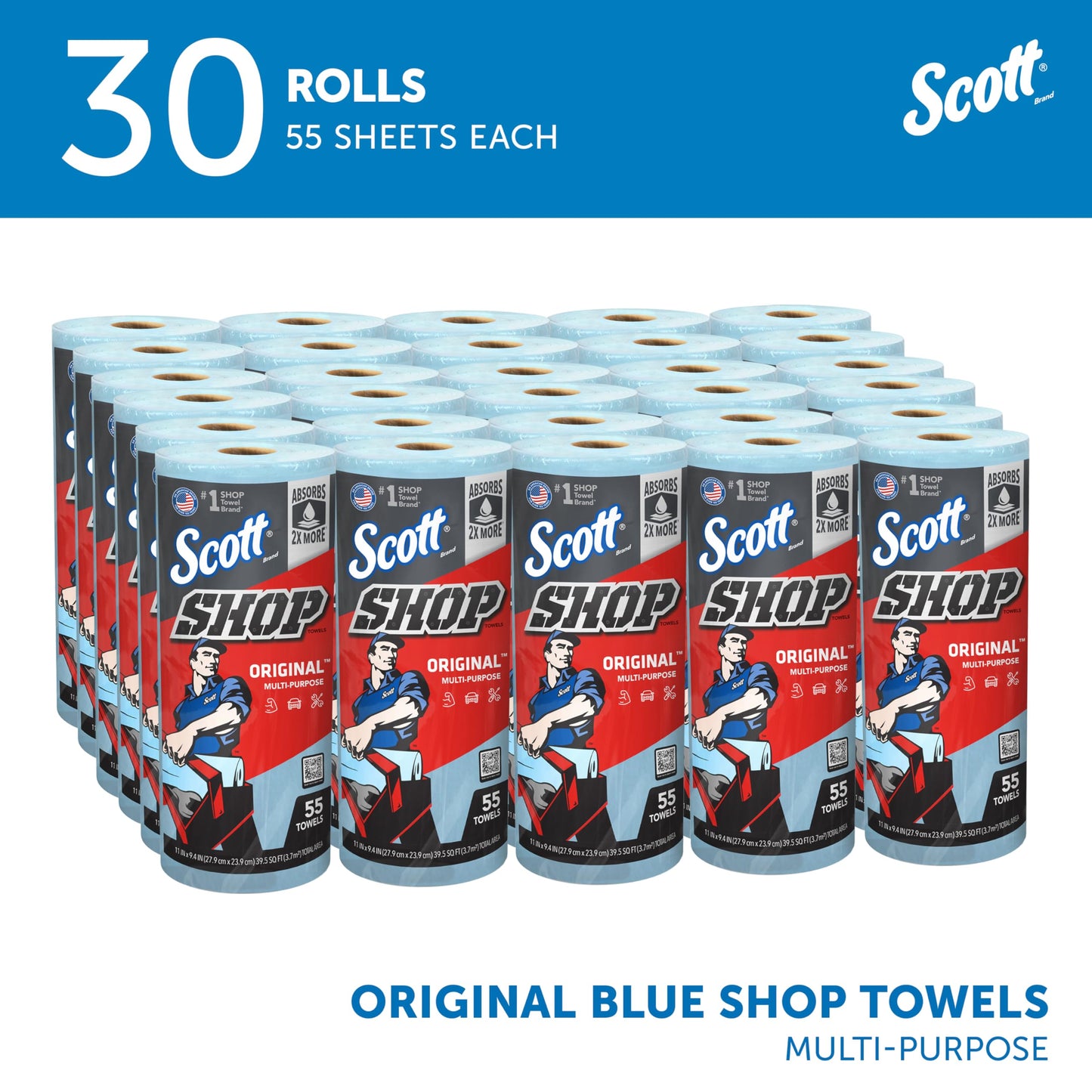 Kimberly-Clark Scott (75130) - Toallas para taller, Azul, 30 Rolls
