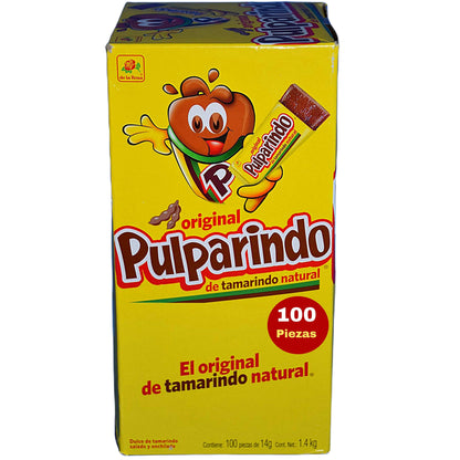 Pulparindo - Pulparindo De la Rosa, Caja 100 Piezas, tamarindo natural, Total 1.4 Kg