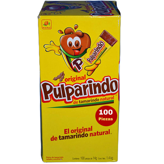 Pulparindo - Pulparindo De la Rosa, Caja 100 Piezas, tamarindo natural, Total 1.4 Kg
