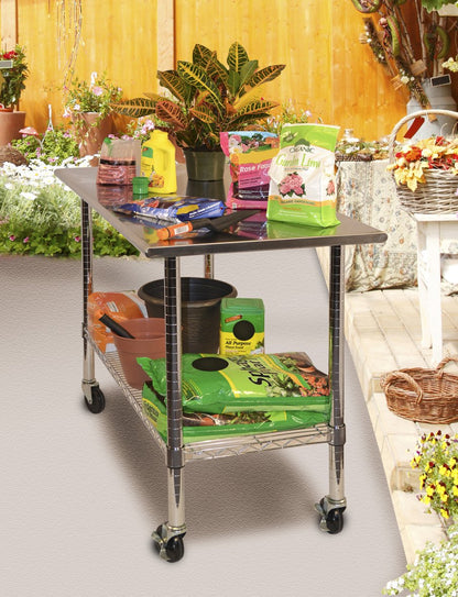 Sandusky Lee EZSS4824-RW4 Stainless Steel Work Table, 48", Silver