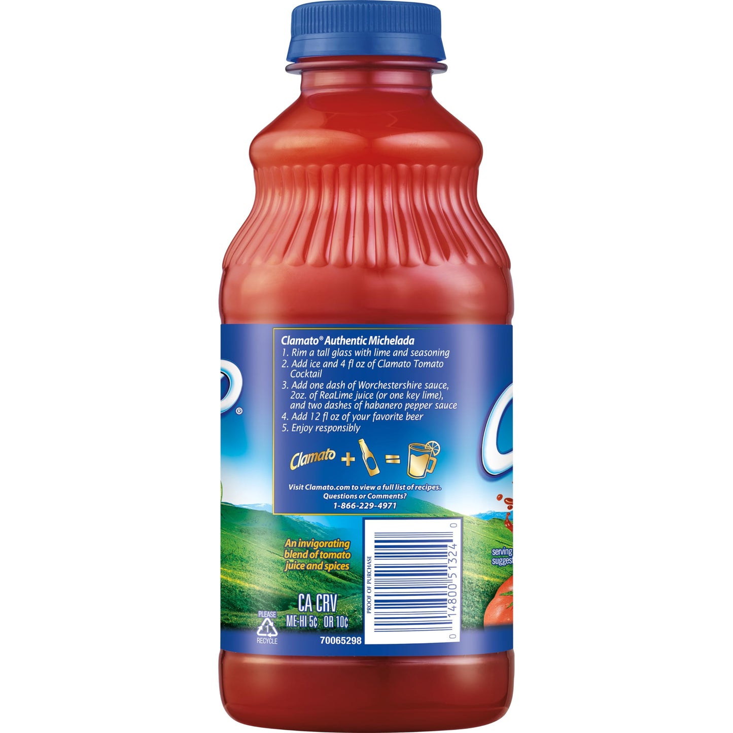 Clamato Cóctel de tomate lima, botellas de 64 onzas líquidas