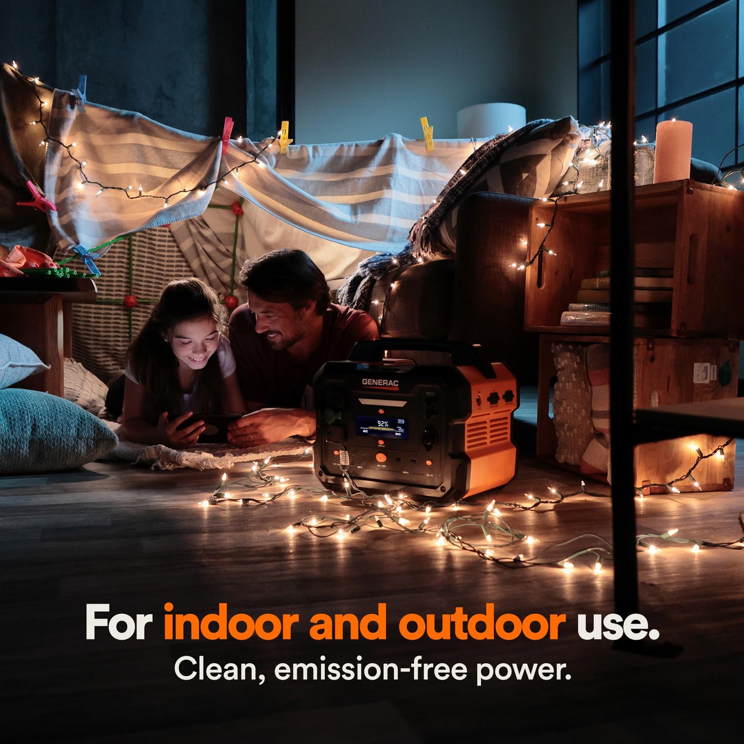 Generac GB1000 1086Wh - Central de energía portátil con iones de litio NMC - Energía limpia, sin emisiones, carga solar rápida y diseño compacto, almohadilla de carga inalámbrica para camping, RV, uso en interiores y exteriores