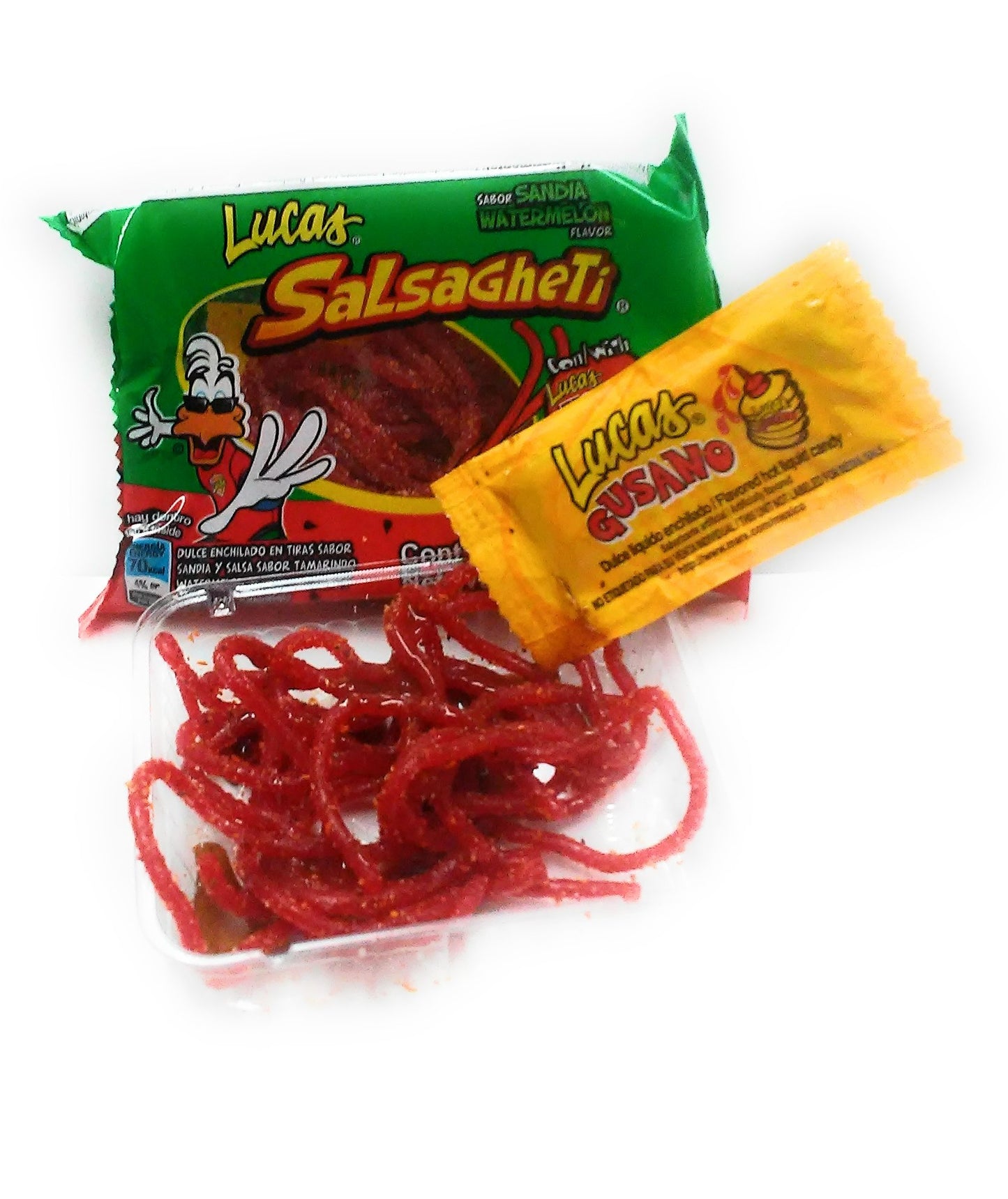 Lucas Salsagheti Flavor Sandia with Gusanos Tamarind Flavor Sauce, 0.85 oz, 12 package box