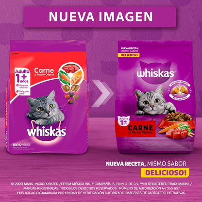 Whiskas Whiskas alimento para Gatos Adultos Sabor Carne Receta Orginal 9Kg Violeta