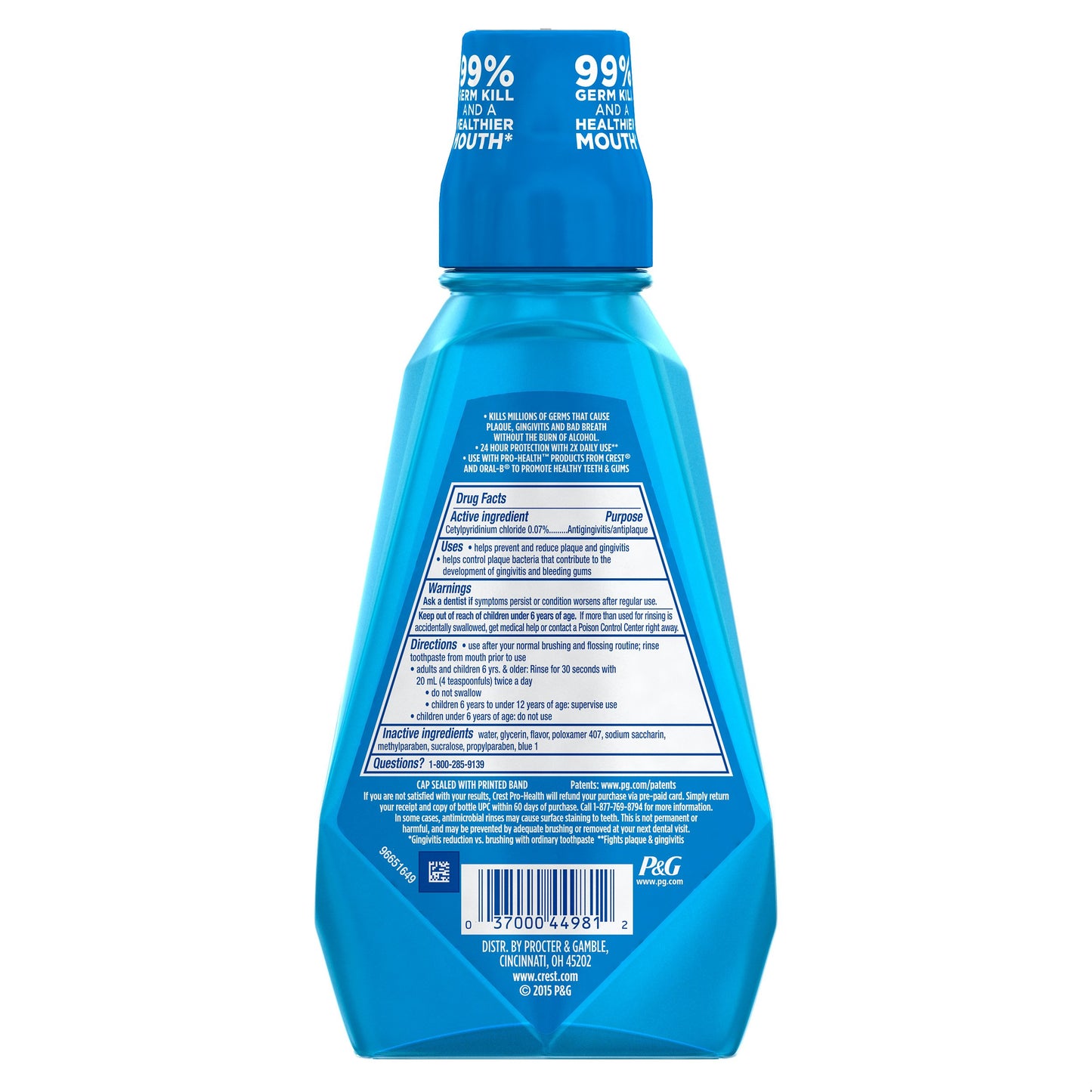 Crest Crest - Enjuague oral hidratante sin alcohol Multi=Protección Clean Mint 16.9 onzas