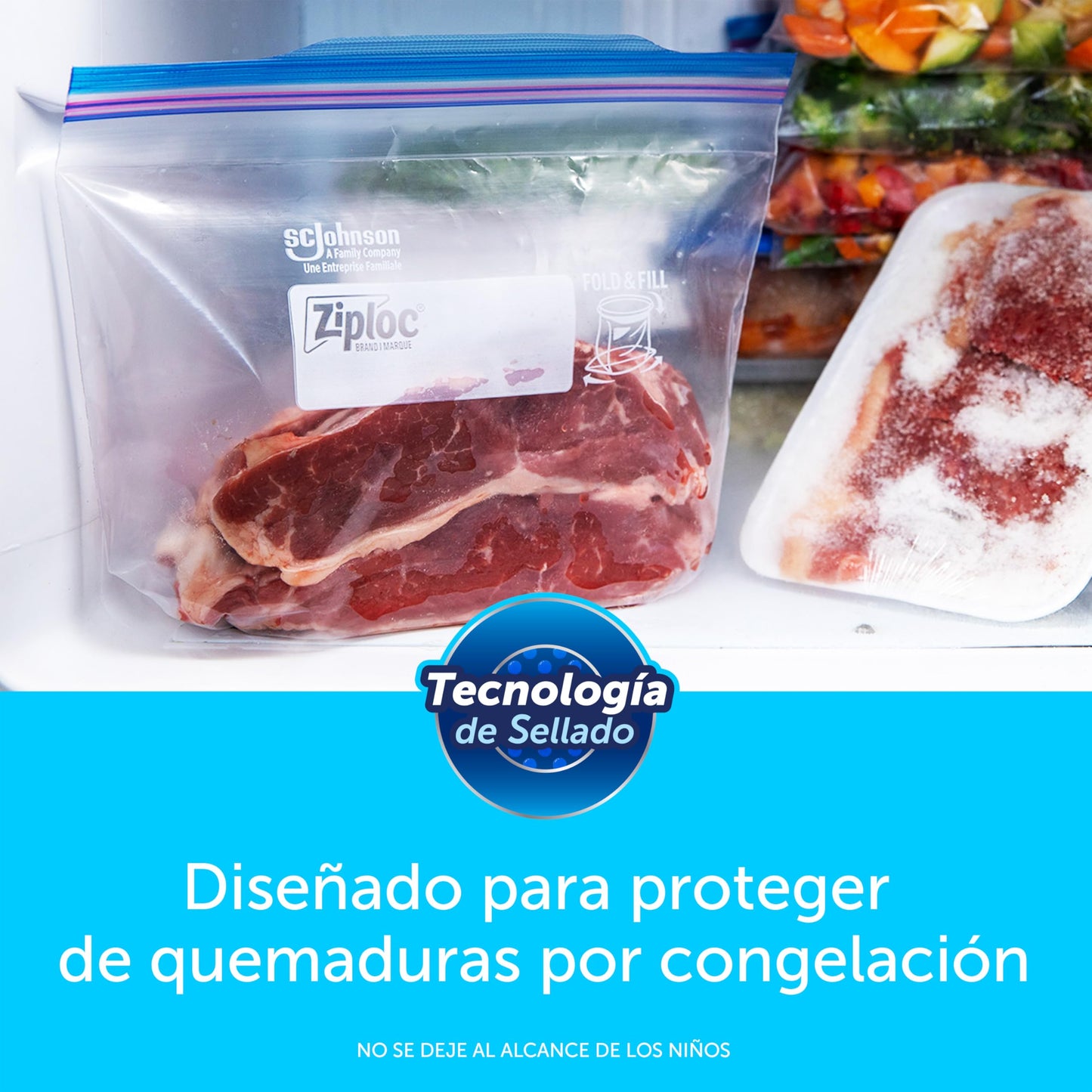 Ziploc Bolsas Reutilizables para Congelar Alimentos, 152 Bolsas de Tamaño Grande.