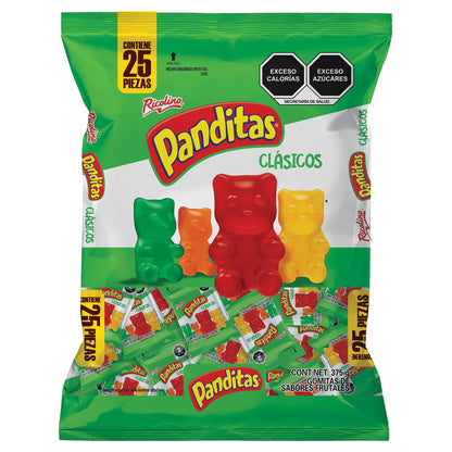 Mini Panditas, Gomitas de sabores frutales. Bolsa de 25 piezas de 15 gramos