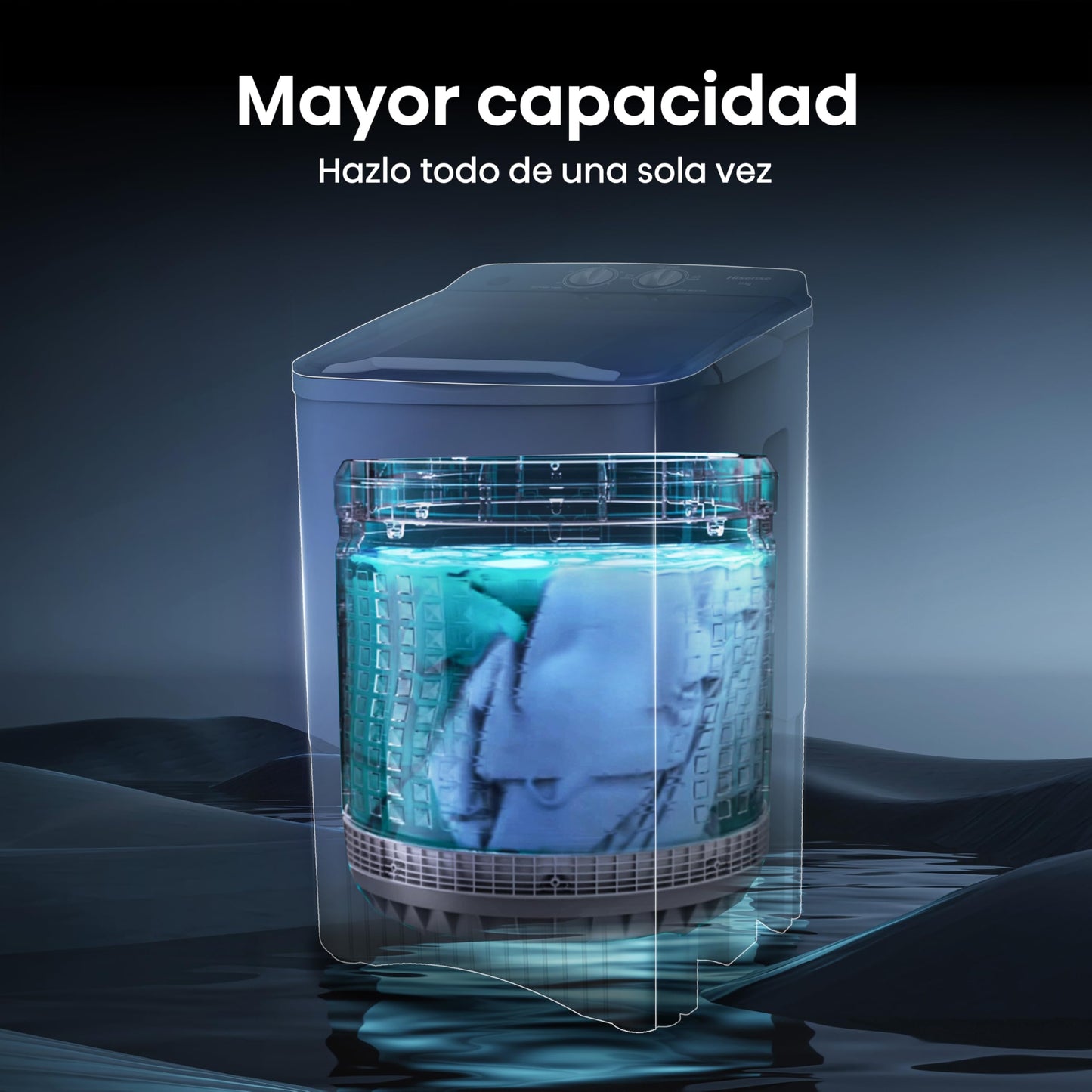 Hisense Lavadora WSFF1501, Semiautomática, 15 Kg, Temporizador de Lavado y Centrifugado, 55x52x91cm(AnchoxLargoxAlto), Blanco/Gris