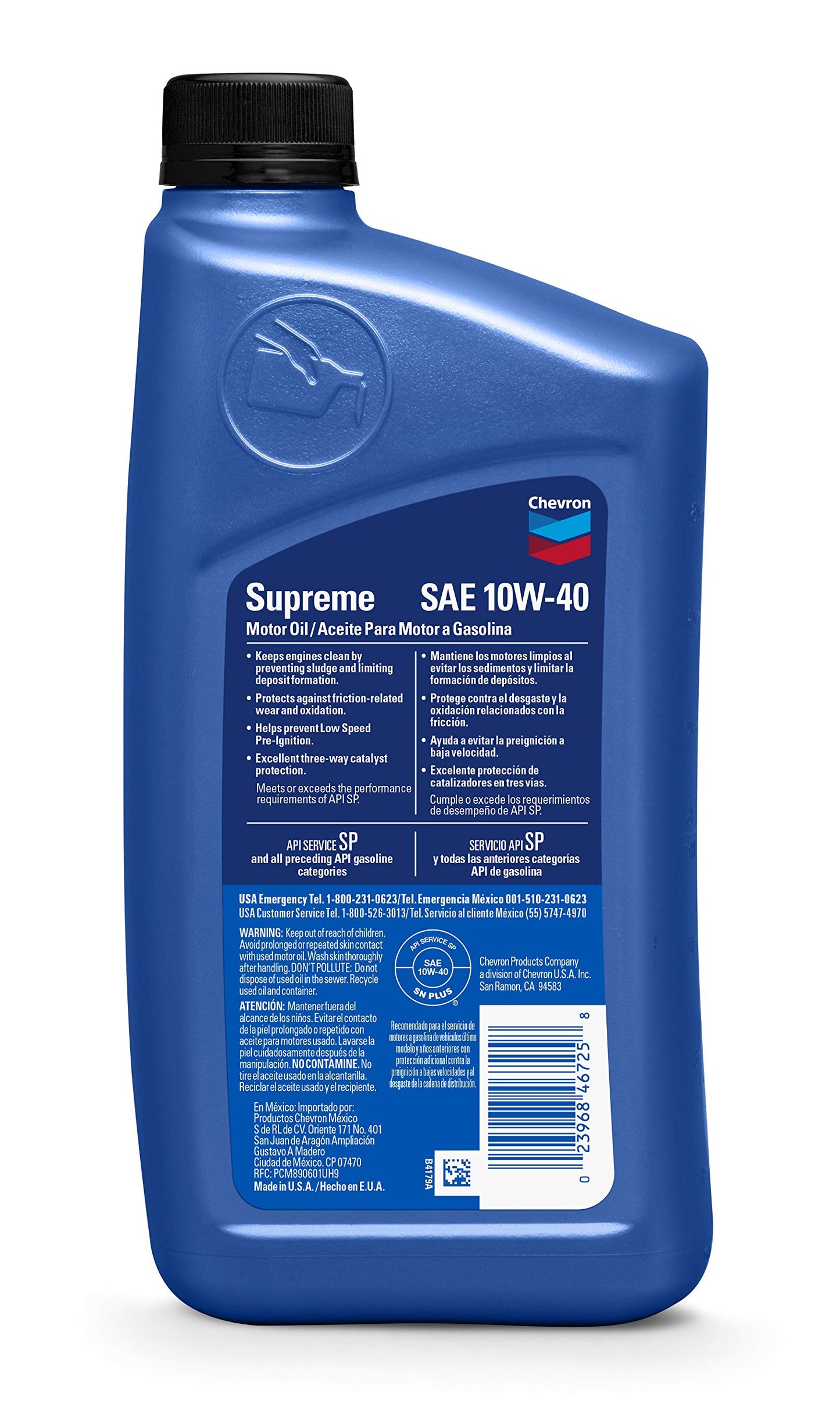 Chevron Supreme - Chevron - Aceite de Motor Supremo, 1 Qt (Pack of 12)