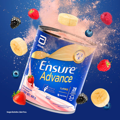 Ensure Advance - en Polvo 400g, Sabor Fresa, Fuente de Proteínas y Nutrición Completa para Adultos, Clínicamente Probado