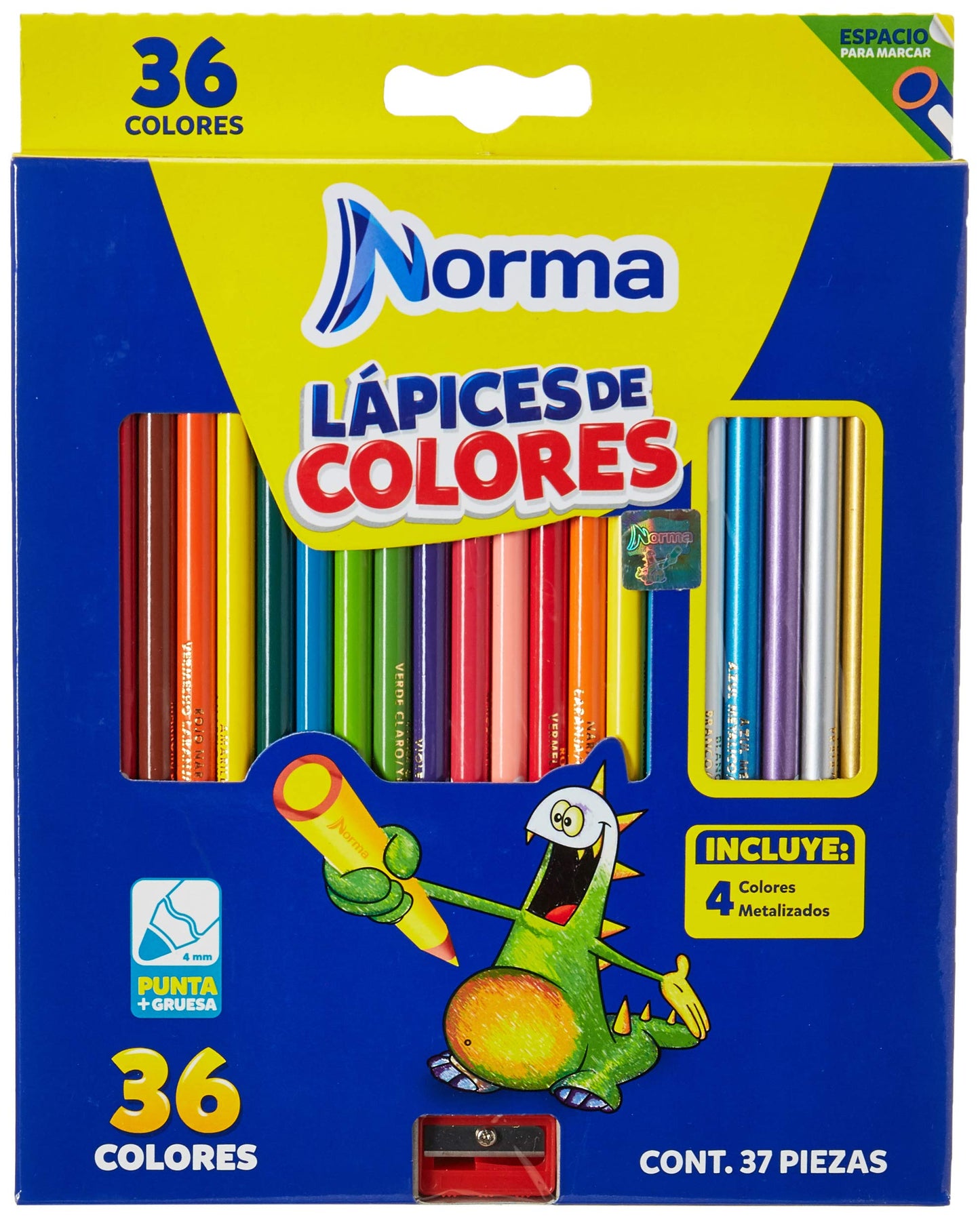 Norma Lápices de Colores Circulares, Incluye Sacapuntas, 1 Pack de 36