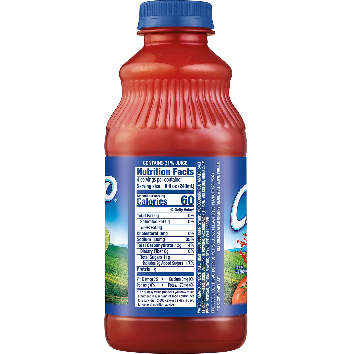 Clamato Cóctel de tomate lima, botellas de 64 onzas líquidas