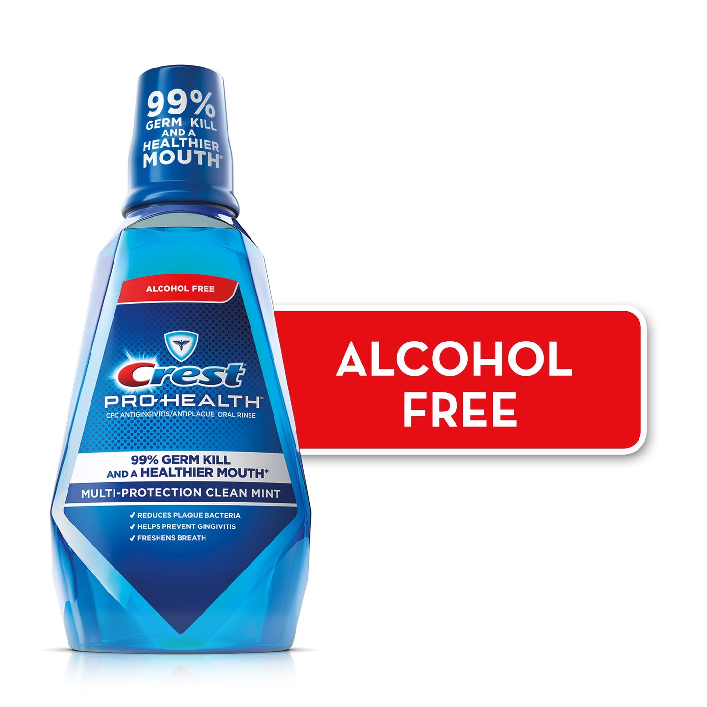 Crest Crest - Enjuague oral hidratante sin alcohol Multi=Protección Clean Mint 16.9 onzas