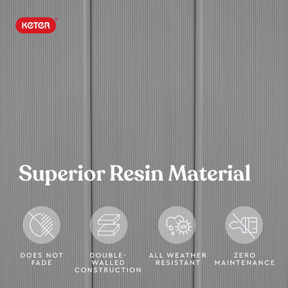 Keter Premier - Cobertizo de Almacenamiento de Resina Alta para Muebles de Patio, Accesorios de Piscina y Bicicletas