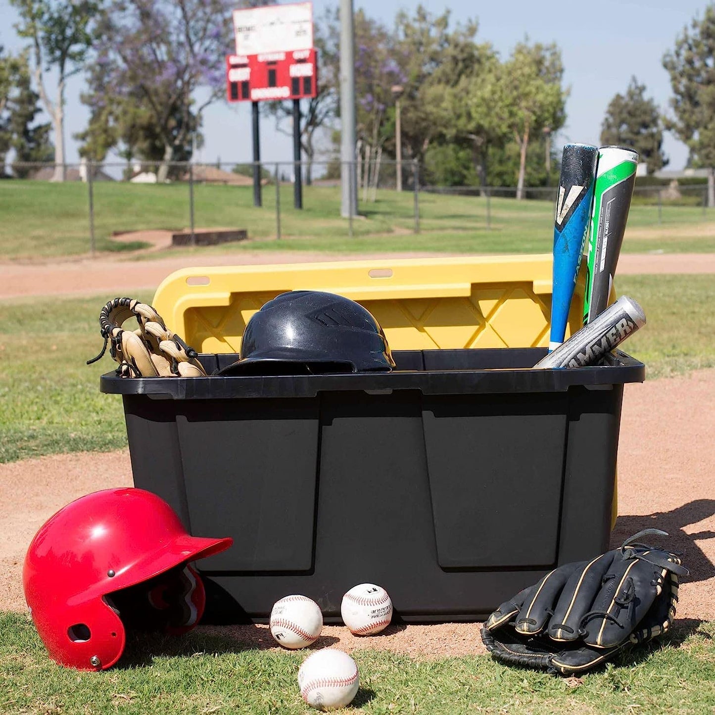 GREENMADE - Contenedores de almacenamiento de 27 galones en negro y amarillo