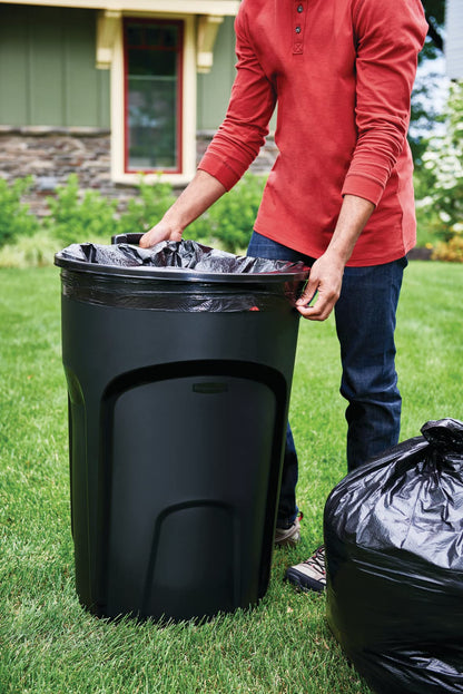 Rubbermaid Roughneck - Papelera enrollable, 32 galones, color negro