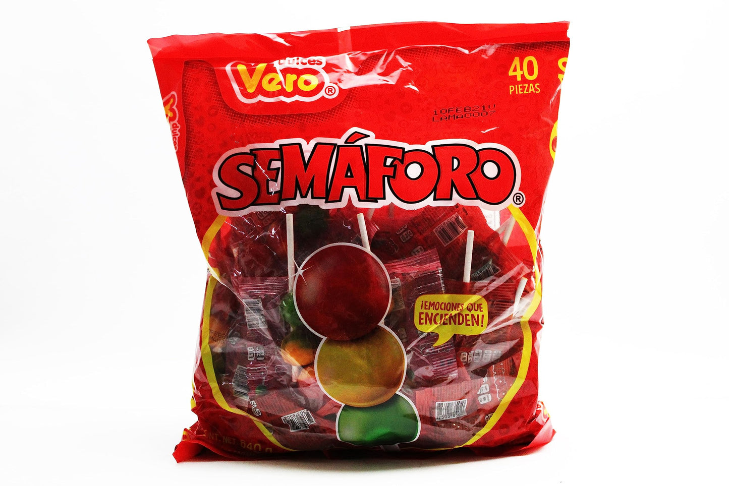 VERO - VERO SEMAFORO PALETA 40 ct, piruletas con sabor a frutas, caramelo mexicano