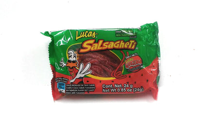 Lucas Salsagheti Flavor Sandia with Gusanos Tamarind Flavor Sauce, 0.85 oz, 12 package box