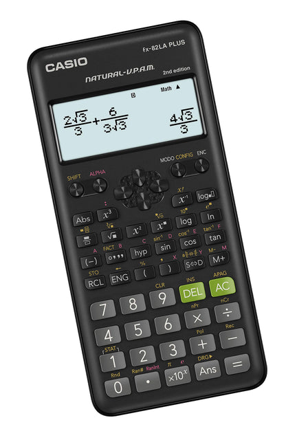Casio FX-82LAPLUS2-BKSMT Calculadora Cientifica de 252 Funciones, Calculos fraccionarios, Estadistica, Combinacion y Permutacion