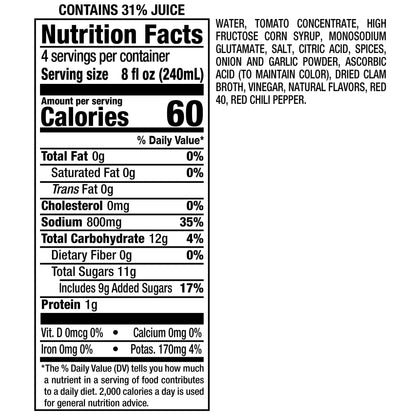 Clamato Cóctel de tomate lima, botellas de 64 onzas líquidas