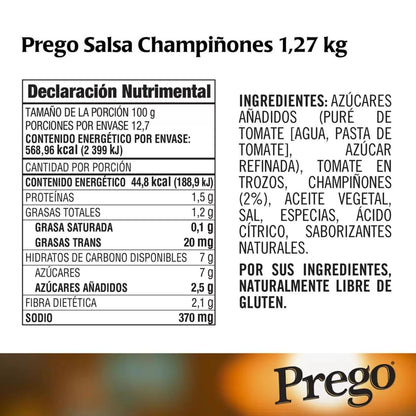 Prego Salsa de tomate para Pasta - Champiñones 2 pack de 1.27kg